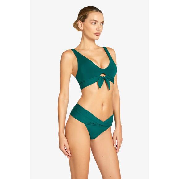 NWT Robin Piccone Ava Knot Bikini Top & Twist Bikini Bottom Set Malachite L / M - Picture 1 of 6